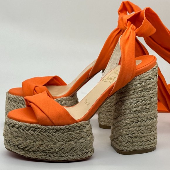 Christian Louboutin MARIZA DU DESERT Platform Heels Espadrille Sandal Shoes - Picture 10 of 14